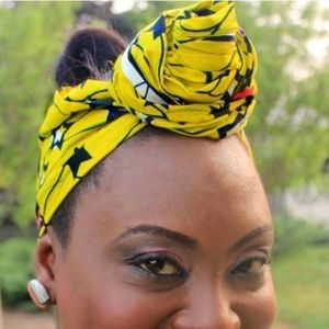 ANKARA HEAD WRAP- YELLOW STAR PRINT